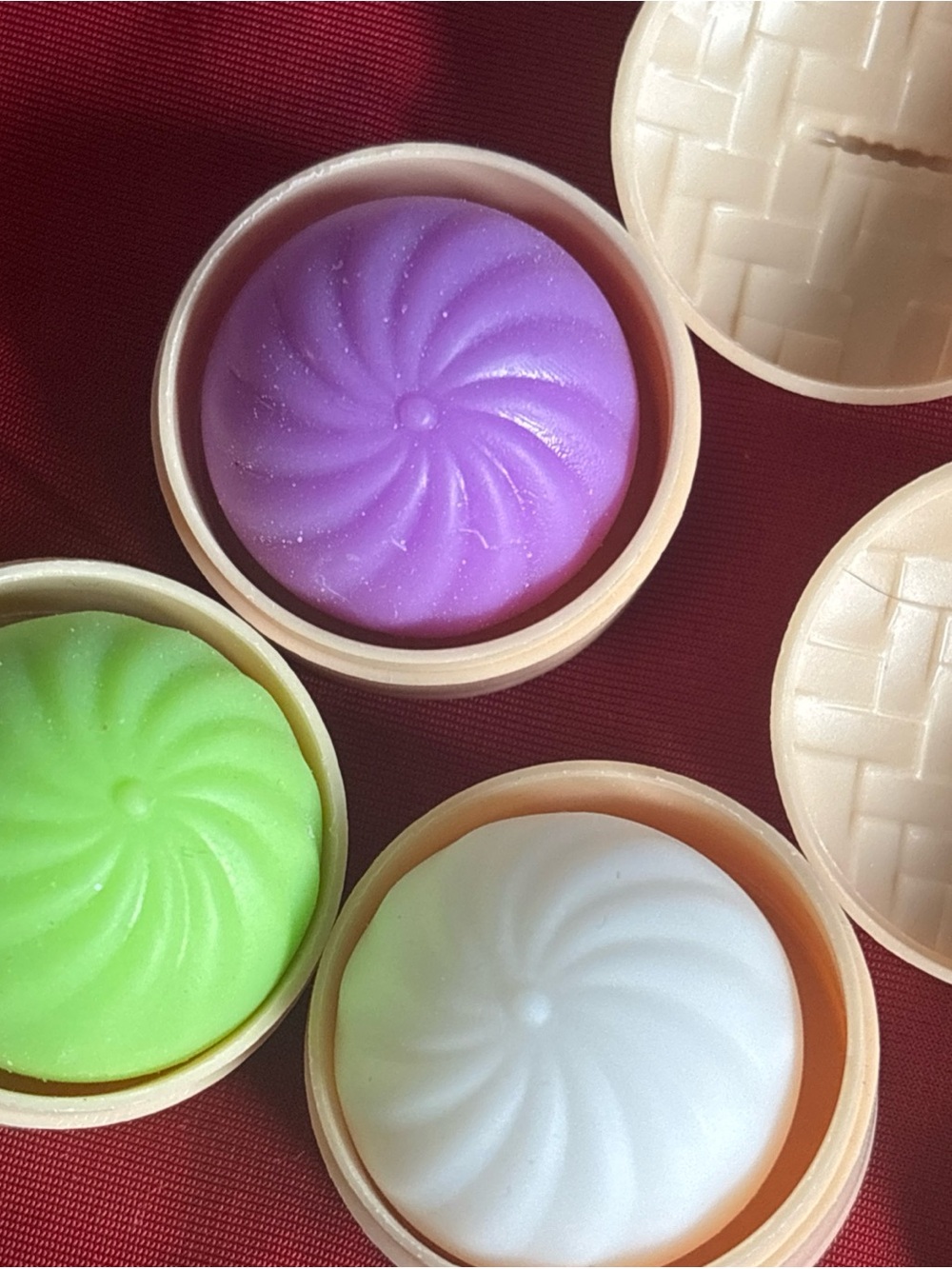 3-Pack mini dumpling in Purple, Green & White - opened RMs